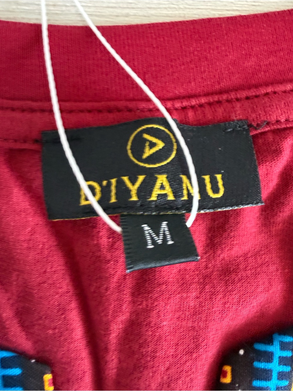 D’lyanu African Printed T-Shirt Maroon Medium Nwt In Package — image 8 of 8